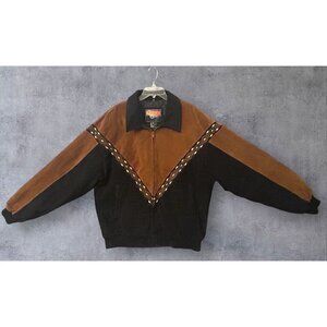 Cripple Creek Western-Style Suede Jacket W/Southwestern Pattern Trim XXL 2XL